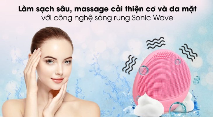 Máy rửa mặt và massage dành cho da nhạy cảm Halio Baby Pink giúp làn da sạch sâu và massage thư giãn nhờ công nghệ sóng âm Sonic Wave an toàn