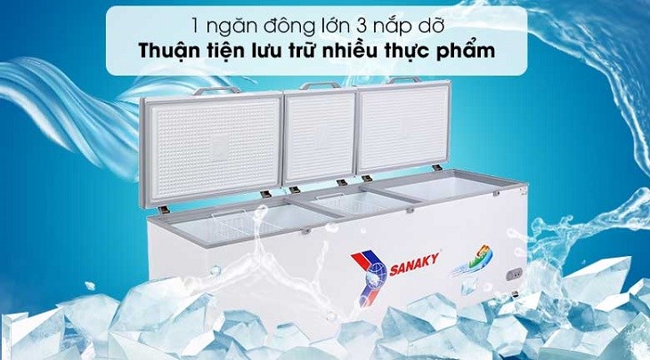 Tủ đông Sanaky 900 lít VH-1199HY thuận lợi lưu trữ được nhiều thực phẩm