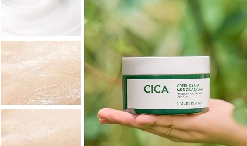 Kem dưỡng ẩm chiết xuất Rau Má và Keo Ong Nature Republic Green Derma Mild Cica 190 ml
