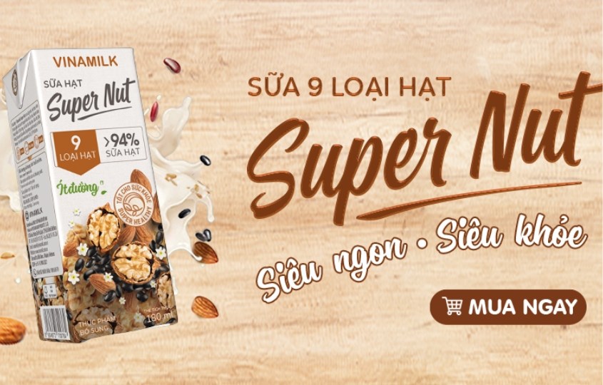 Lốc 4 hộp sữa hạt Vinamilk Super Nut 180 ml (từ 4 tuổi)