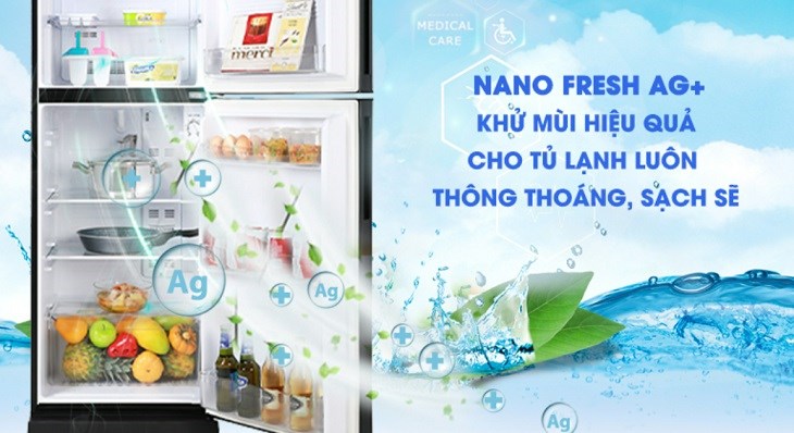 Tủ lạnh Aqua Inverter 186 lít AQR-T219FA(PB) trang bị công nghệ kháng khuẩn, khử mùi Nano Fresh Ag+ bảo quản thực phẩm lâu hơn
