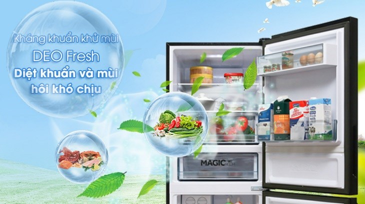 Tủ lạnh Aqua Inverter 260 lít AQR-I298EB BS sử dụng công nghệ kháng khuẩn, khử mùi DEO Fresh giúp không khí bên trong tủ luôn được thông thoáng