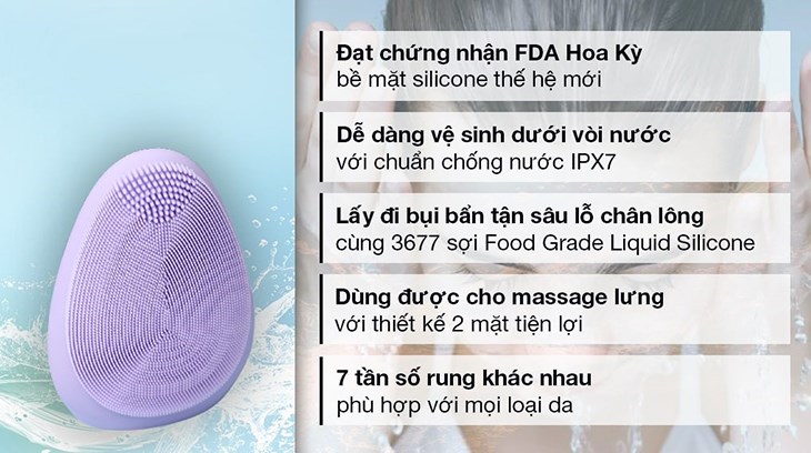 Máy rửa mặt và massage Emmié Purple Don't Lie sở hữu chuẩn chống nước IPX7