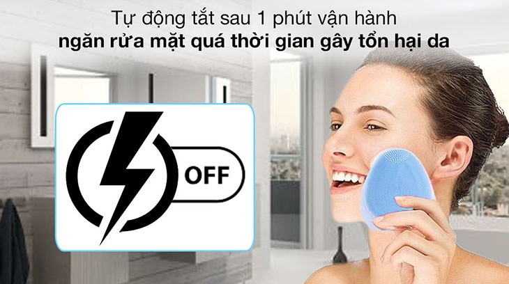 Máy rửa mặt và massage Emmié Sky Blue được tích hợp tính năng tự động tắt sau 1 phút vận hành