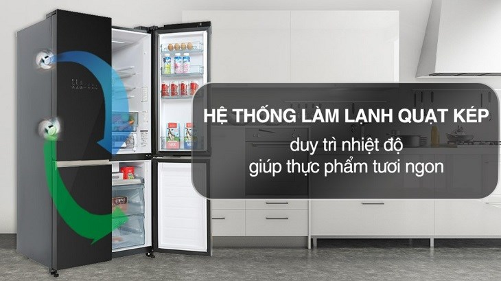 Tủ lạnh Hitachi Inverter 569 lít R-WB640VGV0 GBK sử dụng hệ thống làm lạnh quạt kép ngăn ngừa tình trạng lẫn mùi thực phẩm giữa ngăn đá và ngăn lạnh