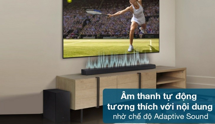 Công nghệ âm thanh Adaptive Sound Control có thể tự động điều chỉnh cài đặt âm thanh phù hợp với nội dung được phát