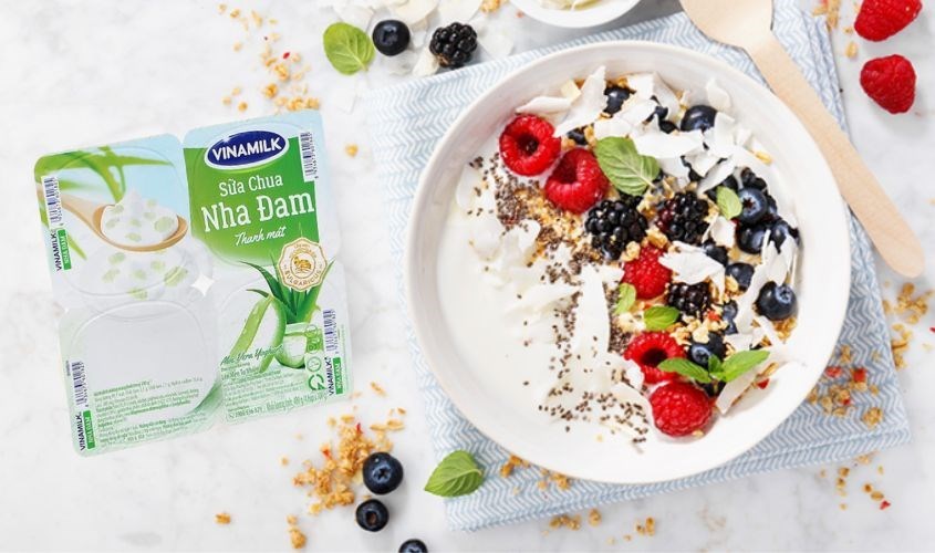 Lốc 4 hộp sữa chua trái cây Vinamilk vị nha đam 100g (từ 1 tuổi)
