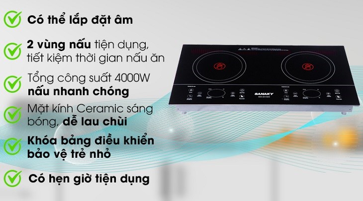 Bếp hồng ngoại đôi lắp âm Sanaky SNK-201HGW thuộc thương hiệu Sanaky