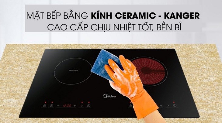 Bếp từ hồng ngoại lắp âm Midea MC-IHD361 được thiết kế với bề mặt bằng kính Ceramic