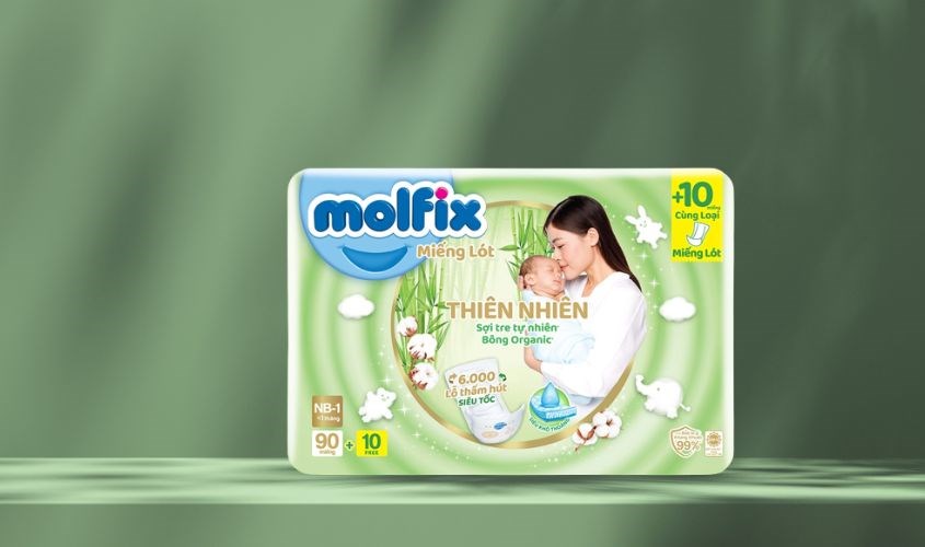 Miếng lót sơ sinh Molfix thiên nhiên size NB1 100 miếng (Dưới 1 tháng) Miếng lót sơ sinh Molfix thiên nhiên size NB1 100 miếng (Dưới 1 tháng)