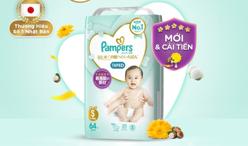 Tã dán Pampers cao cấp size NB 70 miếng (Dưới 5 kg) Tã dán Pampers cao cấp size NB 70 miếng (Dưới 5 kg)