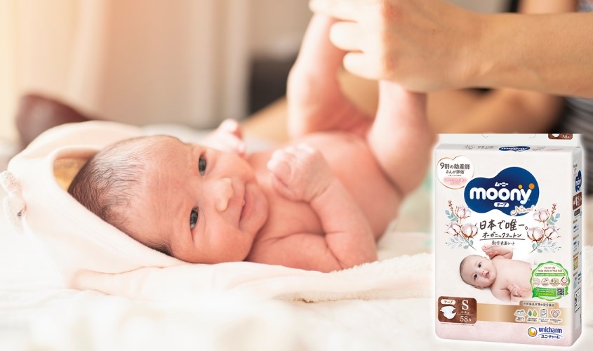 Tã dán Moony Natural size S 58 miếng (4 - 8 kg) Tã dán Moony Natural size S 58 miếng (4 - 8 kg)