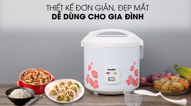 Nồi cơm điện nắp gài Comfee 1.8 lít CR-CM1820(C) sở hữu kiểu dáng bắt mắt, phù hợp với mọi không gian bếp