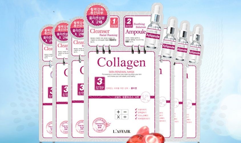 Mặt nạ giấy 3 bước Collagen ngăn ngừa lão hóa da Rainbow L