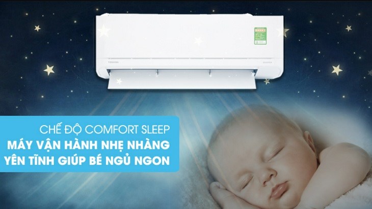 Chế độ Comfort Sleep trên máy lạnh Toshiba giúp người dùng ngủ ngon hơn, tránh cảm giác lạnh buốt khi ngủ