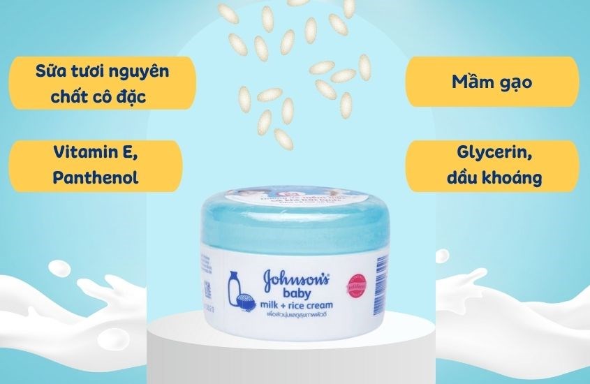 Kem dưỡng da chứa sữa và gạo cho bé Johnson's Baby 50g