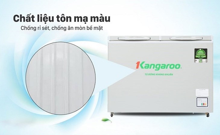 Tủ đông Kangaroo Inverter 286 lít KGFZ290IC1 có chất liệu tôn mạ màu chống rỉ sét