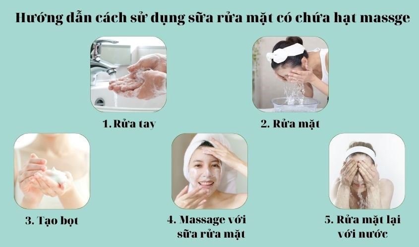 Hướng dẫn cách sử dụng sữa rửa mặt có chứa hạt massge