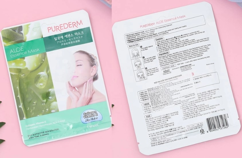 Mặt nạ giấy tinh chất Nha Đam cấp ẩm, làm dịu da Purederm 23g