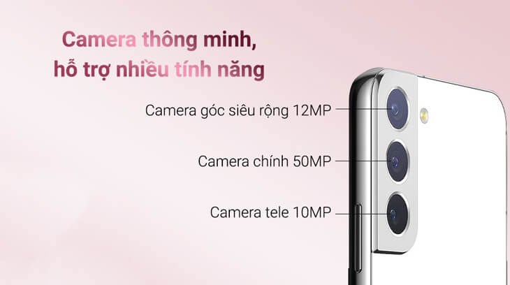 Samsung Galaxy S22 sở hữu camera chính 50MP, ống kính chụp siêu rộng 12MP và camera tele 10MP