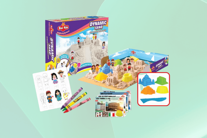 Bộ đồ chơi cát động lực và tô màu kỳ quan thế giới Star Kids giúp bé nhận biết trang phục các quốc gia