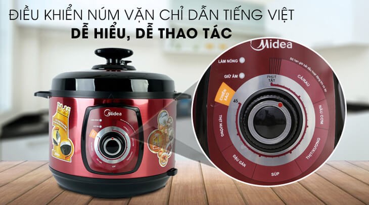 Nồi áp suất điện Midea MY-CH501A 5 lít sử dụng bảng điều khiển núm vặn dễ thao tác