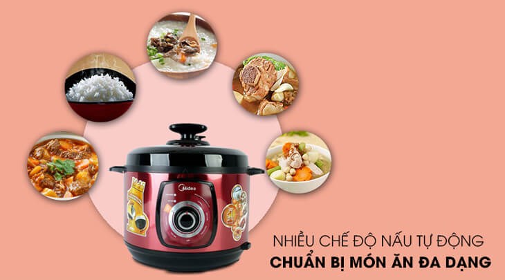 Nồi áp suất điện Midea MY-CH501A 5 lít được trang bị thực đơn nấu ăn tự động phong phú