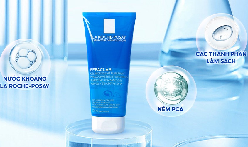 Gel rửa mặt làm dịu và giảm kích ứng cho da dầu mụn và da nhạy cảm La Roche-Posay Effaclar 50 ml