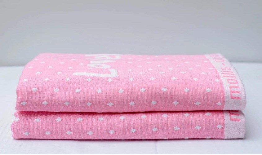 Khăn tắm cotton organic Mollis BM3Q 90x100 cm - Màu hồng