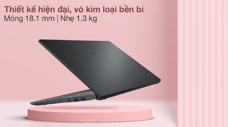 Laptop MSI Modern 14 B11MOU i3 có thiết kế vỏ kim loại chắc chắn