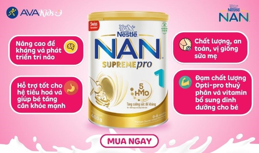Sữa bột NAN Supremepro số 1 800g (0 - 6 tháng) dành cho trẻ dị ứng đạm sữa bò