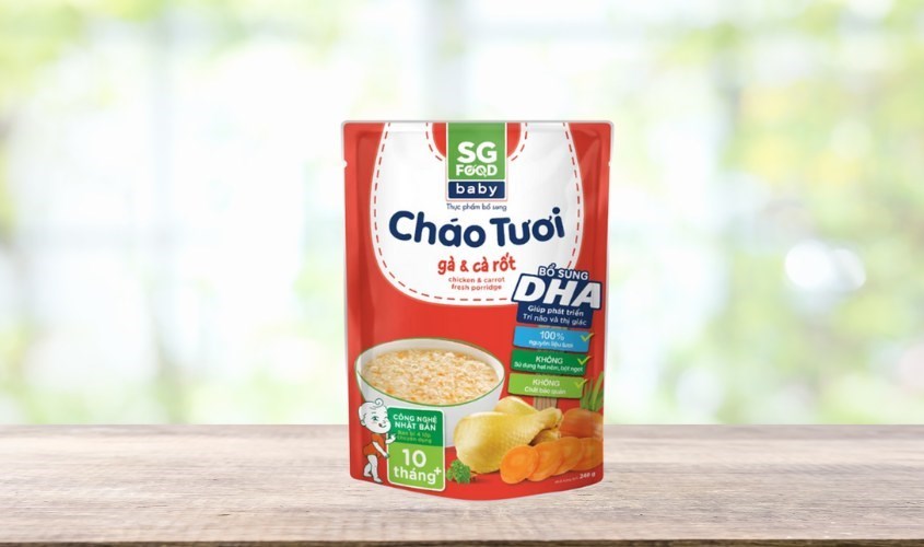 Cháo tươi SG Food Baby vị gà, cà rốt gói 240g (từ 10 tháng)