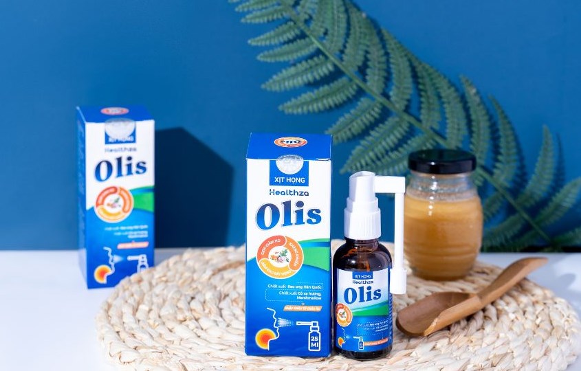 Lọ xịt Healthza Olis giúp kháng khuẩn, giảm ho và đau rát cổ họng 25 ml (từ 2 tuổi)