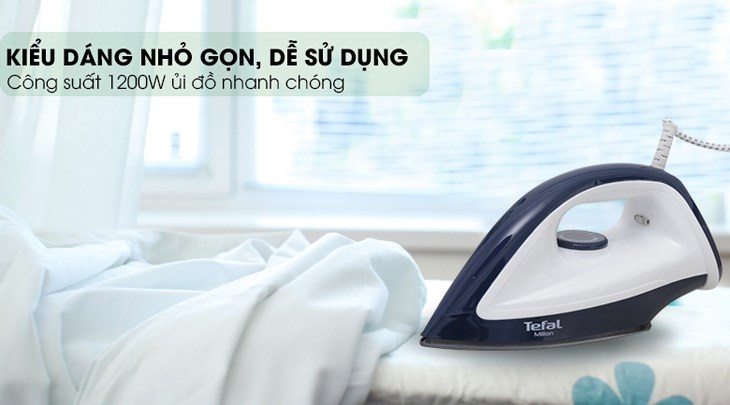 Bàn ủi khô Tefal FS2620LO có thiết kế nhỏ gọn, trọng lượng nhẹ và hạn chế mỏi tay cho bạn khi cầm
