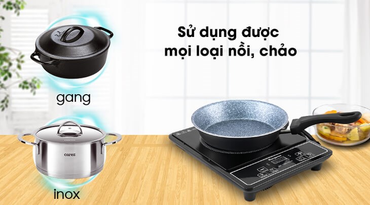 Bếp hồng ngoại Kangaroo sử dụng được mọi loại nồi từ nồi gang, nồi thủy tinh đến nồi đất