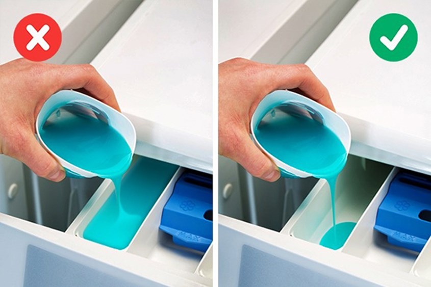 Cho một lượng vừa đủ vào khay đựng của máy giặt