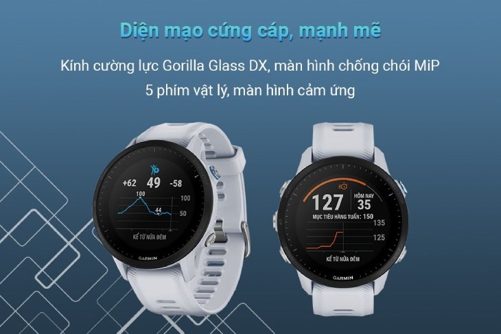 Đồng hồ thông minh Garmin Forerunner 955 46.5mm Đen có khả năng chống chói giúp hiển thị tốt hơn ở điều kiện ngoài trời