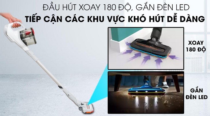 Máy hút bụi cầm tay Philips được tích hợp đèn LED chiếu sáng