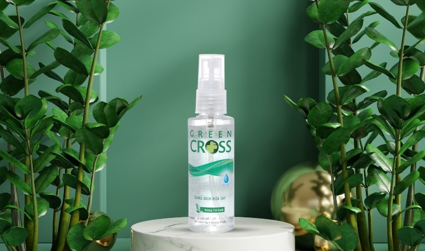 Xịt rửa tay khô Green Cross hương trà xanh chai 70 ml