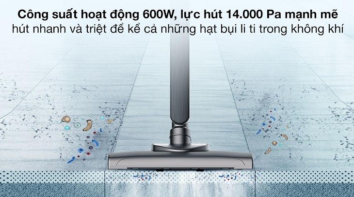 Máy hút bụi cầm tay Deerma DX700S có công suất 600W, giúp hút bụi bẩn nhanh chóng