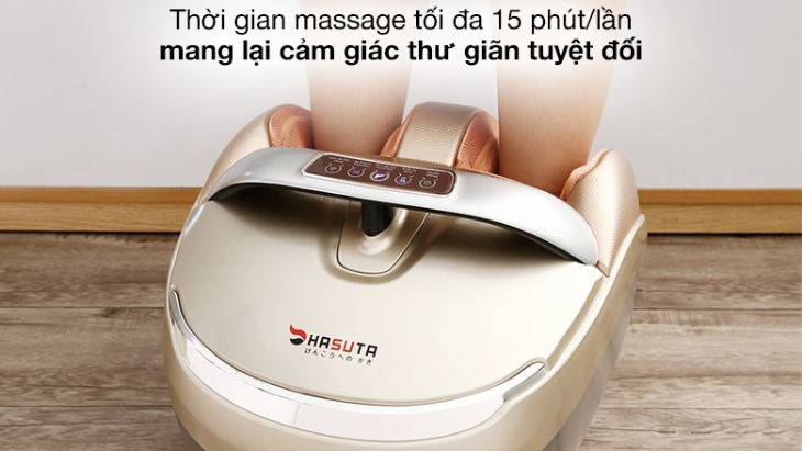 Máy massage chân HASUTA HMF-320 có thời gian massage tối đa 15 phút cho 1 lần sử dụng, hiệu quả tối ưu cho quá trình trị liệu