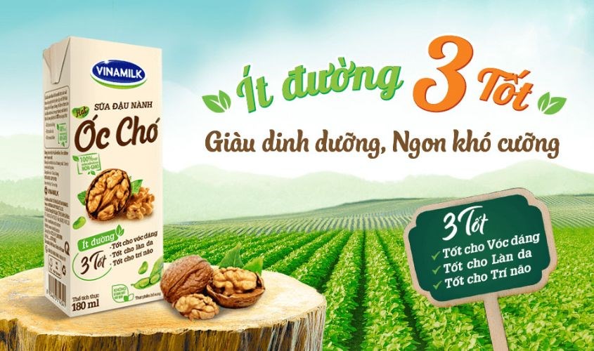 Lốc 4 hộp sữa đậu nành hạt óc chó Vinamilk 180 ml