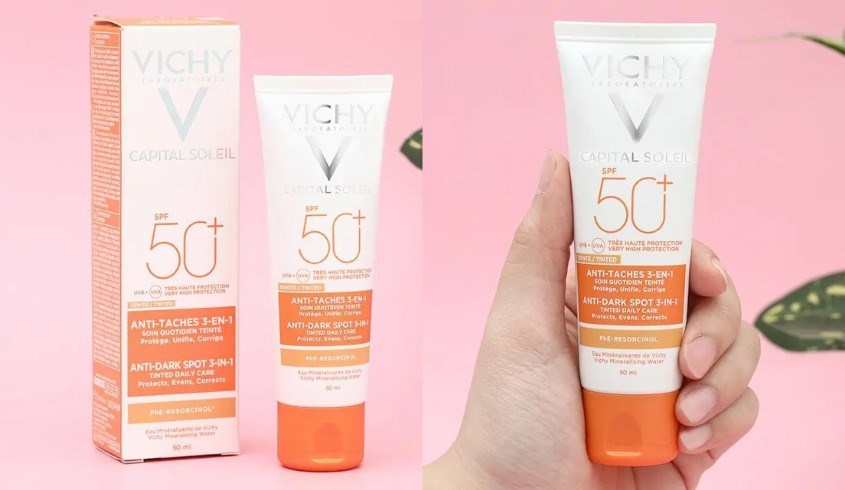 Kem chống nắng dưỡng da 3 trong 1 có màu Vichy Capital Soleil SPF 50+ PA++++ 50 ml