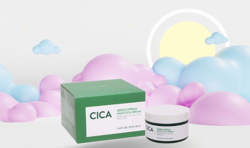 Kem dưỡng ẩm chiết xuất Rau Má và Keo Ong Nature Republic Green Derma Mild Cica 190 ml