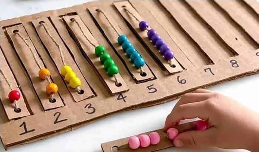 làm đồ chơi học toán cho trẻ mầm non đếm số hạt