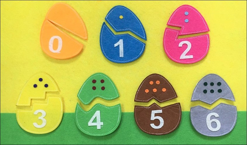 làm đồ chơi học toán cho trẻ mầm non xếp hình quả trứng