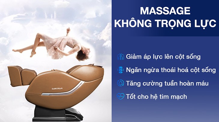 Ghế Massage Daikiosan DKGM-10003 được trang bị massage không trọng lực giảm áp lực lên cột sống.