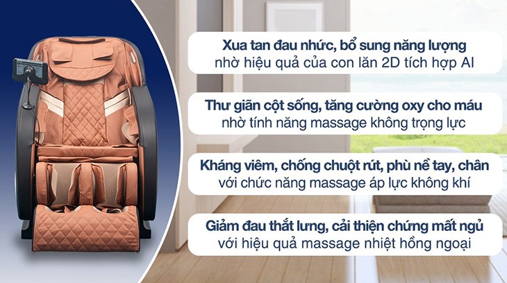 Ghế Massage Makano MKGM-0001D được tích hợp nhiều tính năng giúp đánh tan mọi nỗi đau