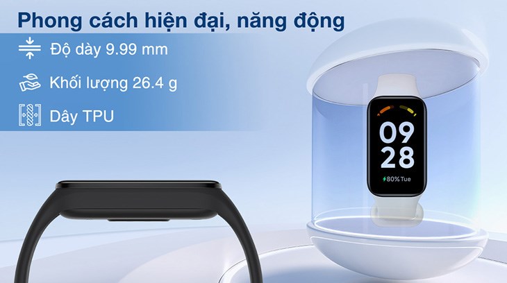 Redmi Band 2 có ngoại hình nhỏ gọn và năng động