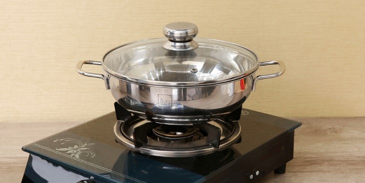 Nồi lẩu inox 3 đáy nắp kính 24 cm Fivestar NL24-3DG